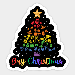 Gay / Happy Christmas Tree T-Shirt Sticker